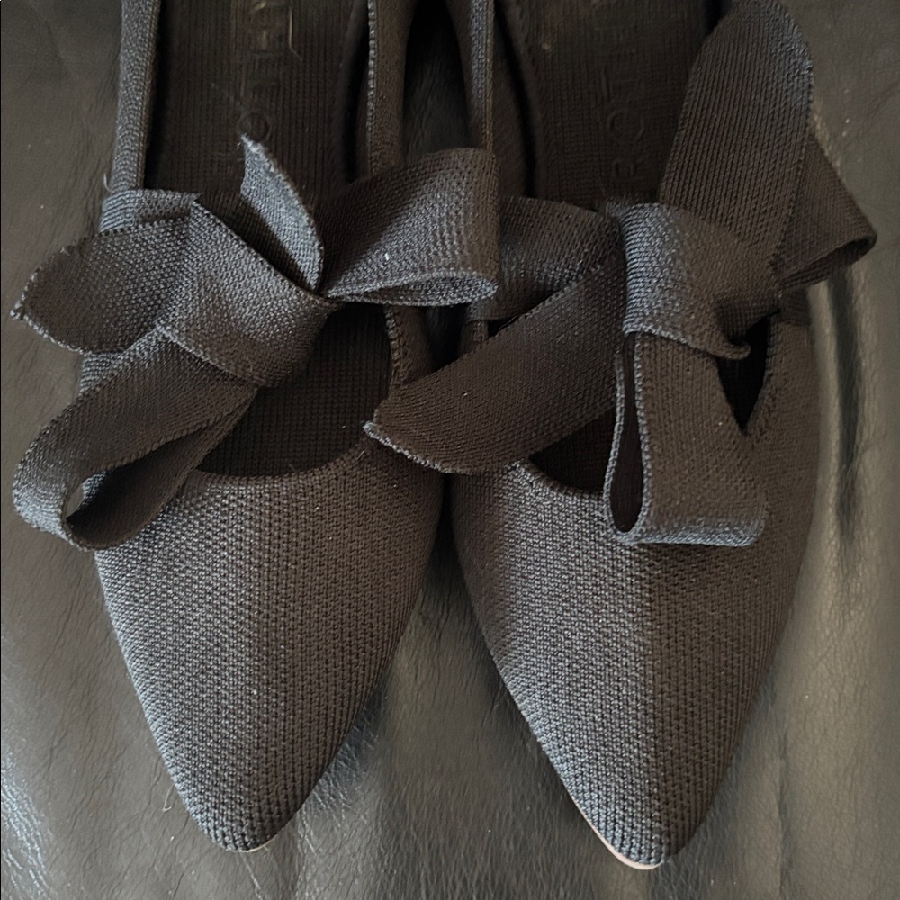 Rothy's Black Flats with Bow Accent